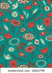 whimsical floral seamless pattern
