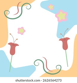 Whimsical flowers with curls. Vector illustration