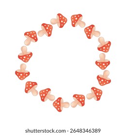 Whimsical fly agaric mushroom wreath in circle