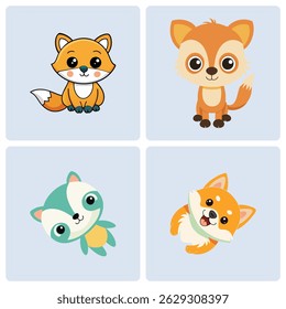 Whimsical Four-Panel Fox Cartoon Illustrations for Creative Projects