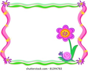 Whimsical Frame with Snail and Flower