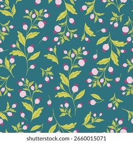 Padrão perfeito floral de jardim fantástico, crianças digitais e tecido repetindo o fundo, papel scrapbook imprimível. Papel digital desenhado à mão de fantasia vetorial.