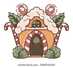 Whimsical Gingerbread House With Candy Decorations and Festive Christmas Spirit
