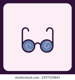 Whimsical Glasses Icon with Spiral Lenses and Rounded Frame Design