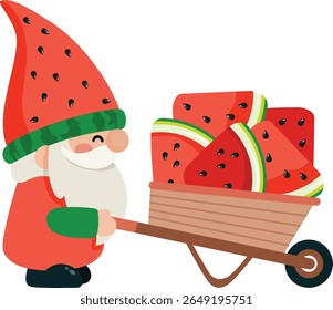 Whimsical Gnome Delivering Fresh Watermelon Slices
