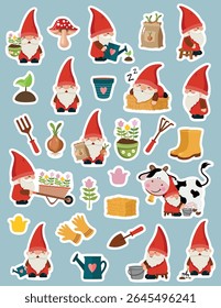 Whimsical Gnomes and Rustic Farmstead Illustrations Collection
