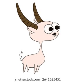 Whimsical goat isolated transparent background. Vector illustration of cute adorable goat. Ideal nursery art kids t-shirt print fabric clothes decor. EPS 10