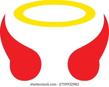 Whimsical graphic of devil horns with a halo symbolizing an angelic devil or mischievous guardian Vector