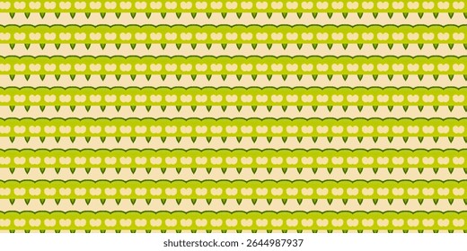 Whimsical green pattern with mirrored shapes and light beige background. Ideal for kids' products, decorative arts, or playful fashion prints.