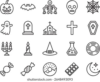 Whimsical Halloween Icons A Spooky and Sweet Collection of Classic Symbols