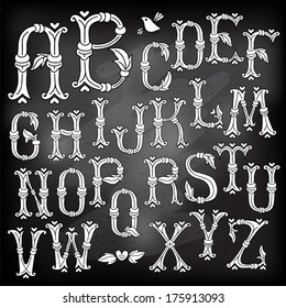 Whimsical Hand Drawn Alphabet Letters. Vector Illustration.