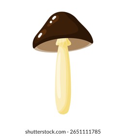 Caprichoso desenho à mão doodle ilustração de um único cogumelo de floresta marrom com um tronco claro. Charme arte digital perfeito para projetos temáticos de outono, conteúdo relacionado à natureza, livros infantis e e