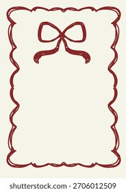 Whimsical Hand Drawn Frame And Bow Doodle Art