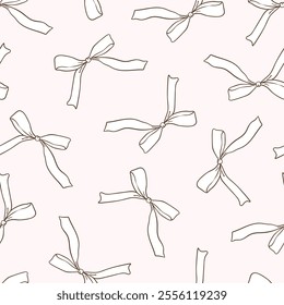 Whimsical Hand Drawn Ribbon Bow Seamless Pattern
. Vector Illustration