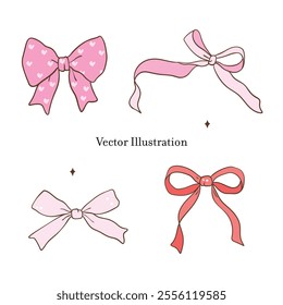 Whimsical Hand Drawn Ribbon Bow. Vector Illustration