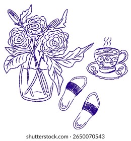 Whimsical hand drawn sketch set inspired by Mediterranean lifestyle. Includes food, drinks, flowers, summer decor and travel elements. Perfect for branding, packaging, prints, and stickers.