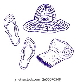 Whimsical hand drawn sketch set inspired by Mediterranean lifestyle. Includes food, drinks, flowers, summer decor and travel elements. Perfect for branding, packaging, prints, and stickers.