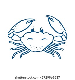 Whimsical, handgezeichnete Vektorgrafik einer Soft-Shell-Krabbe auf weißem Hintergrund