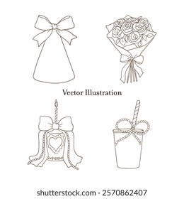 Whimsical Hand-Drawn Birthday Party Decoration. Vector Illustration