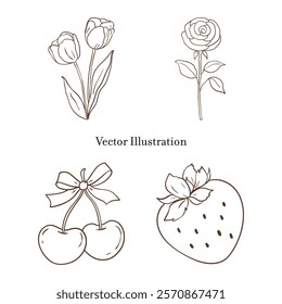 Whimsical Hand-Drawn Birthday Party Decoration. Vector Illustration