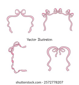 Whimsical Hand-Drawn Bows, Valentine's Day Vector Illustration