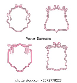 Whimsical Hand-Drawn Bows, Valentine's Day Vector Illustration