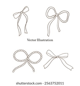 Whimsical Hand-Drawn Decorative Bow. Vector  Illustration
