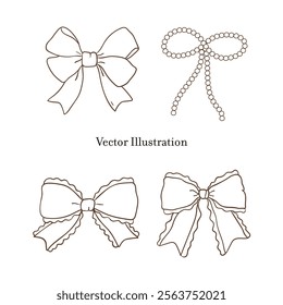 Whimsical Hand-Drawn Decorative Bow. Vector  Illustration