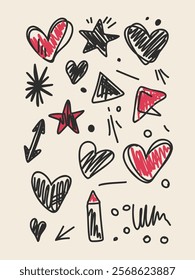 whimsical hand-drawn doodle shapes set