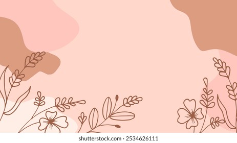 A whimsical hand-drawn foliage design with flowing branches, suitable for event backgrounds, stationery, or website page with a soft color scheme.