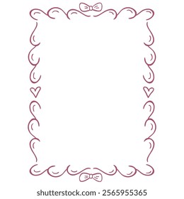 Whimsical Hand-Drawn Frame. Line Art Illustration.