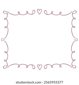 Whimsical Hand-Drawn Frame. Line Art Illustration.