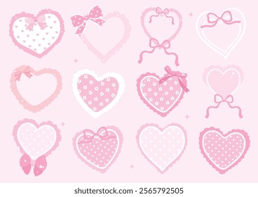 Whimsical Hand-Drawn Heart, Valentine's Day Stickers Vector Illustration