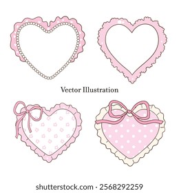 Whimsical Hand-Drawn Heart, Valentine's Day Frame, Border Vector Illustration