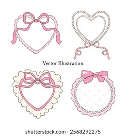 Whimsical Hand-Drawn Heart, Valentine's Day Frame, Border Vector Illustration