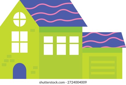 Whimsical handgezeichnetes Haus Vektor Set, bunte kleine Haus-Wohnung Illustrationen für kreatives Design, charmante Nachbarschaft Wohnungen