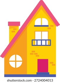 Conjunto de Vector de casa dibujado a mano caprichoso, Ilustraciones planas de casa pequeña y colorida para diseño creativo, viviendas de vecindario con encanto