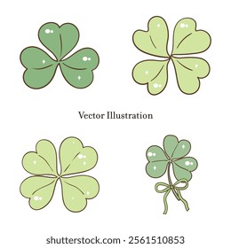 Whimsical Hand-Drawn Lucky Clover Leaf. Vector Illustration