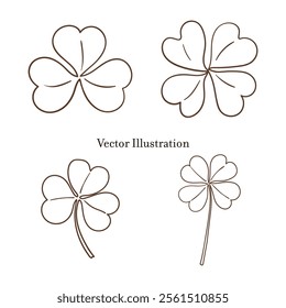 Whimsical Hand-Drawn Lucky Clover Leaf. Vector Illustration