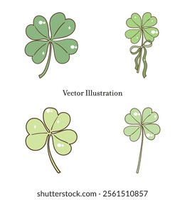 Whimsical Hand-Drawn Lucky Clover Leaf. Vector Illustration