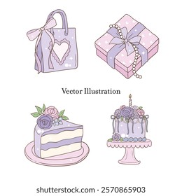 Whimsical Hand-Drawn .Party Decoration. Vector Illustration