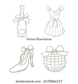 Whimsical Hand-Drawn .Party Decoration. Vector Illustration
