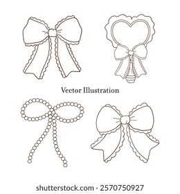 Whimsical Hand-Drawn Ribbon Bow. Party Decoration. Vector Illustration