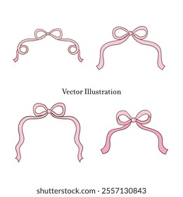 Whimsical Hand-Drawn Ribbon Bow. Vector Illustration