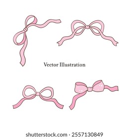 Whimsical Hand-Drawn Ribbon Bow. Vector Illustration