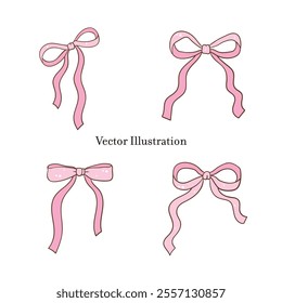 Whimsical Hand-Drawn Ribbon Bow. Vector Illustration