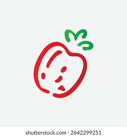 Whimsical hand-drawn strawberry with vibrant red and green accents, perfect for farm-fresh branding, kids' products, or cheerful kitchen decor. Lively and inviting.