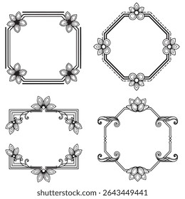 Whimsical and Hand-Drawn Vintage Decorative Floral Border Vector Set Packs
