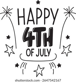 Whimsical Happy 4th of July Celebration Patriotic Design with Stars