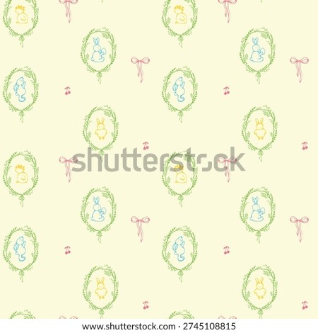 Whimsical Happy Easter Pattern with Bunny and Chick